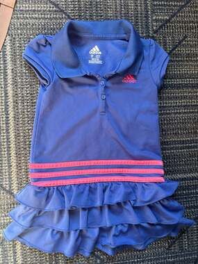 Adidas Toddler Girls Ruffle Polo Active Dress Blue Pink 3T